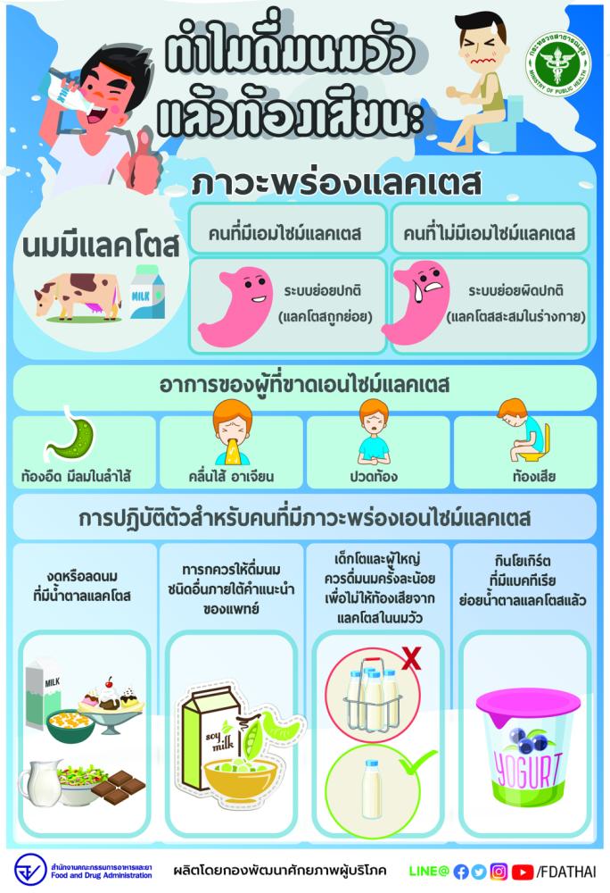 ทำไมดื่มนมวัวแล้วท้องเสียนะ (ภาวะขาด หรือพร่องเอนไซม์แลคเตส)